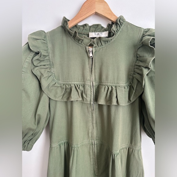 sea new york stan sandwashed zip front midi dress in cactus | size XS - Picture 3 of 8